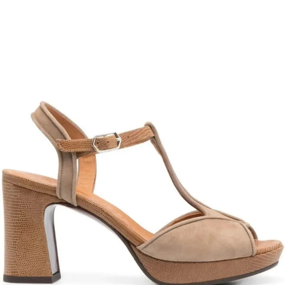 Trendy Leather Platform Square Sandals with Thick Heels