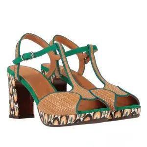 Trendy Leather Platform Square Sandals with Thick Heels