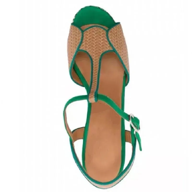 Trendy Leather Platform Square Sandals with Thick Heels
